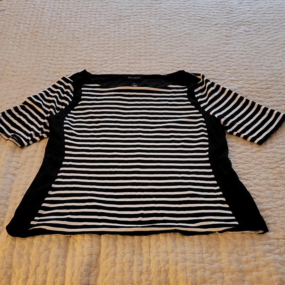 Black & White Striped Women’s Boatneck Top
